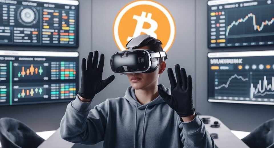 a futuristic earn crypto with a glowing effect